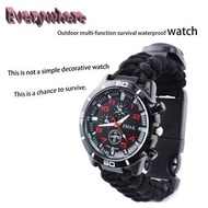 7 合 1 多功能緊急求生手環手錶帶傘繩口哨點火器指南針和溫度計齒輪 falckp1 7 In 1 Multifunctional Emergency Survival Bracelet Watch 