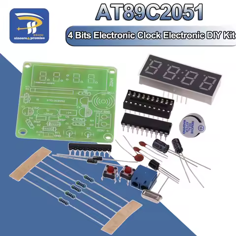 High Quality C51 4 Bits Electronic Clock Electronic Production Suite DIY Kit AT89C2051 LED Display E