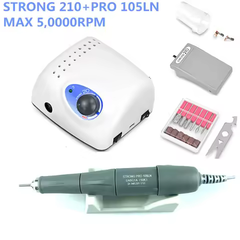 2021 New Arrival STRONG 210 PRO 105 105L Handpiece 65W 45000/500000rpm Nail Drills Manicure Machine 