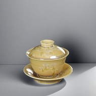 Kiln-to-Crystal Glaze Large Size Ceramic Tea Cup Not Hot Sancai Gaiwan Kung Fu Tea Set Gaiwan Tea Cu