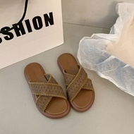 EBKZ | Ethnic Retro Cross Thick Sole Flat Sandal