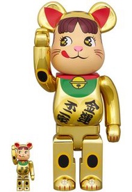 實體店預訂 <日版> 日本現貨直送 Medicom Toy Bearbrick BE@RBRICK 招き猫 ペコちゃん 金運 ダブル小判 金メッキ 100％ & 400％ milky Peko cha