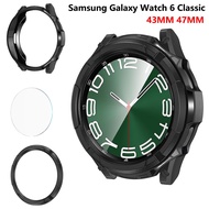 Case+Tempered Glass +Bezel Ring for Samsung Watch 6 Classic 43mm 47mm TPU Protective Bumper 3 in 1 W