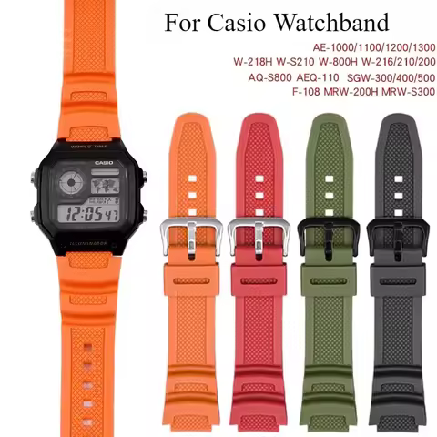 for Casio AE-1000W W-215 AQ-S810W AQ-S800W Premium Rubber Watch Strap Quick-Dry Technology 18mm Conv