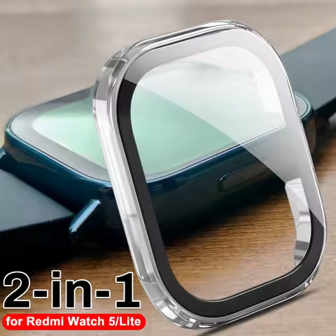 Case for Redmi Watch 5 Tempered Glass Screen Protector Hard PC Cover Bumper for Redmi Watch 5 Lite/W