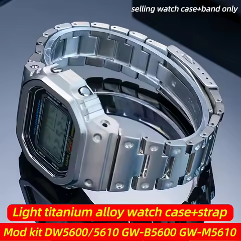 For Casio watch G-SHOCK DW-5600 GW-B5600 GW-M5610 Mod Kit Titanium case+strap For 5600 5610 Metal be
