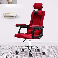 Desk Chair Computer Chair Home Office Chair Game Gaming Chair Backrest Boss Chair Lift Rotating Seat Comfortable Chair (Color : Mesh Cloth with footrest Red) interesting