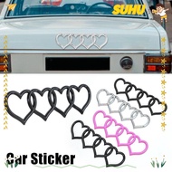 SUHU Trunk Tail Label Badge, ABS Plastics Heart-shaped Love Heart Logo Rear, Personality Four Ring L