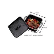 CAPTAIN STAG Square Dutch Oven Cast Iron Small Pot 18cm