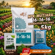NPK Mutiara Fertilizer Repackaged 5 Kg 16-16-16. Flower Fertilizer daun and Fruit. Bonus SP-36