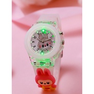 jam tangan budak jam tangan jam tangan budak perempuan Cartoon Children's Watch Labubu Doll Luminous