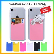 Silicon Card Holder / Dompet Kartu Stand Hp Tempat Kartu Multifungsi Phone Sticky Card Holder