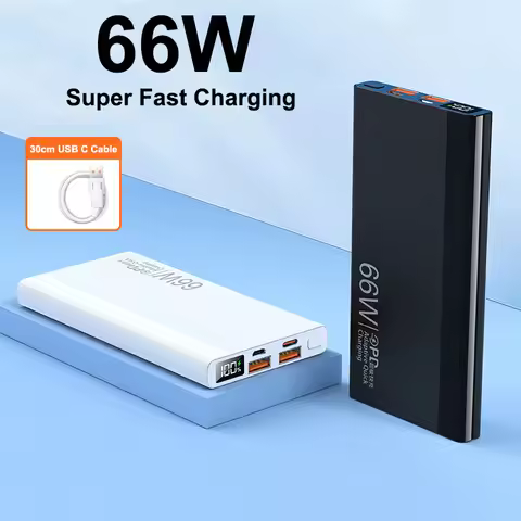 30000mAh Power Bank with 66W PD Super Fast Charging Powerbank Portable External Battery Charger For