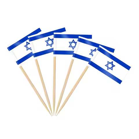 100 Pcs israel Toothpick Flags, israel flag Cupcake Toppers Pesach Decorations, Mini Israeli Flag Co