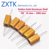 1pcs Resistor RX24-5W 10W Watt Golden Gold Aluminum Shell 1K - 300K 1/10/15/ 25/33/50/82/100/150/200
