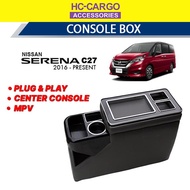 HC Cargo Nissan Serena C27 Center Console Storage Box - Black (18cm x 35cm x 52cm)