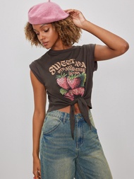 Cider Strawberry Graphic Crop Top