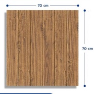 Wallpaper dinding 3d foam motif kayu coklat bergaris ZK4