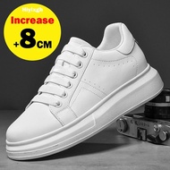 yyyMen's Invisible Height Increasing Elevator Shoes Lace-up Sporty White Sneakers 6cm 8cm 10cm Talle