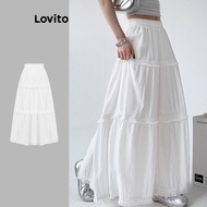 Casual Plain Fringe Tassel Pleated Skirts for Women L114AD797