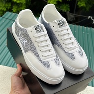 CD men's and women's CD sneakers in white Pu leather with leopard print, split rubber sole and embos