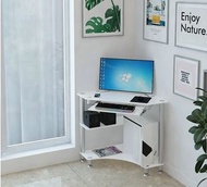 小型三角位鋼化玻璃電腦枱- 簡約拐牆角慳位空間電腦桌子(T6461)
