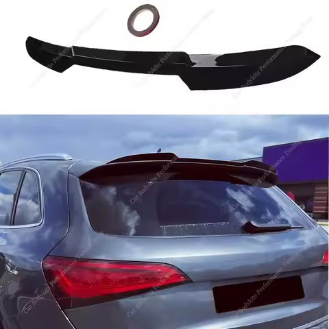 Gloss Black ABS Car Rear Spoiler Caps Extension For AUDI SQ5 Q5 S-Line MK1 8RB 2010-2016 Rear Wing B