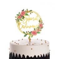Selamat Bertunang Acrylic Cake Topper Happy Engagement Cake Decoration Flower Series