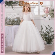 PIPIDress ✨ Luxe Flower Girl Gown [Layered Tulle+Golden Shoes] Dual Colors | Pure White/Baby Pink | 
