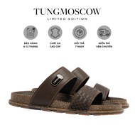 MOSCOW Premium Men's Leather Sandals Made of Cowhide with Solid Rubber Sole - 2Q001