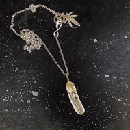 Necklace/Bright Silver Feather Pendant Gold Maple Leaf Accessories Necklace