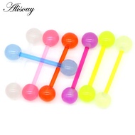 Alisouy 1pc 1.6x16x6mm 14G Luminous Acrylic UV Glow in the Dark Flexible Barbell Ring Soft Industria