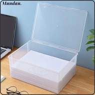 MUNDAN Storage Box, Plastic Dustproof Home Office Supplies Storage Box,  Transparent a4 Paper Organi