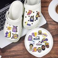 8pcs/set Cute Kobe Basketball Jibbitz Crocs Pins NBA LOGO James Jibits Charm Shoe Charms Crocks for Men Shoes Accessories Decoration Mamba