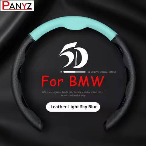 Genuine Leather Car Steering Wheel Cover Ultra-thin Breathable 38cm For BMW 1 2 3 4 5 6 7 Series X1