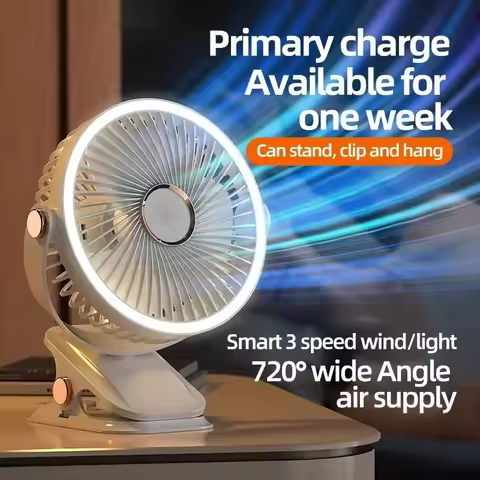 USB Rechargeable Table Fan Clip-on Type Portable Mini Desk Fan 360 Degree Rotation Adjustable Clip-o