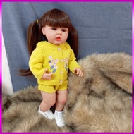 ```Reborn Soft Plastic Doll 55cm (22inch) Baby Girl Eating Finger in Yellow Sweater - Reborn Doll PV