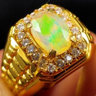 Men's RING AKIK GEMS STONE KALIMAYA MILK CUTTING TOP JARONG ORIGINAL NATURAL RING SILVER BANGKOK 926