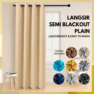 PCDECOR Langsir Semi Blackout Siap Jahit Plain Ring Dim Out Window Curtain Hook Cangkuk Eyelet