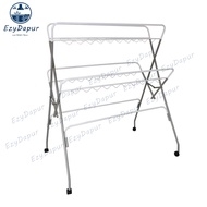 EZYD Metal Cloth Laundry Dryer Rack Wing Hanger Foldable Heavy Duty with wheels/ Ampaian Pakaian Pen