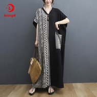 Oladivi Oversized Plus Size Maxi Long Boho Beach Dress Women's Summer Casual Loose Cotton Linen Dres
