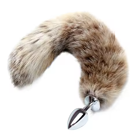 Faux Raccoon Tail with Metal Anal Plug Fluffy Fox Tail Romance Decor Plug for Couple Night Game Nove