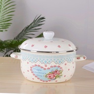 HY&amp; Casserole Enamel Enamel Soup Pot Large Flat Bottom Soup Pot Enamel Pan Soup Pot Hot Pot Gas Stove Use One Piece Drop