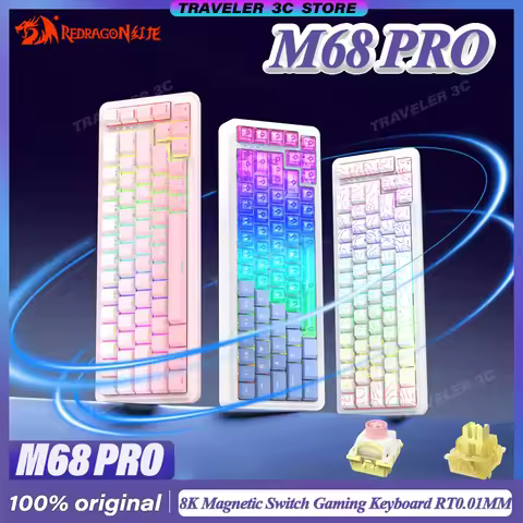 REDRAGON M68 PRO 8K Magnetic Switch Gaming Keyboard RT0.01MM Customized Switch RGB Light Hot Swap Ga