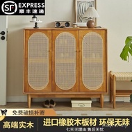 Nordic Door Rattan Storage Cabinet Locker Balcony Simple Entrance Small Apartment Shoe Cabinet Solid