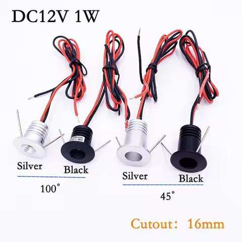 Mini LED Spotlight 1W Small Dimmable 12V Recessed Downlight 16mm Cutout IP65 Ceiling Lamp for Showca