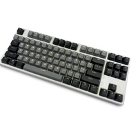 Black grey Keycaps, 87 PBT Keys Keycaps Mechanical Keyboard Keycaps Double Backlit Word Transparent 