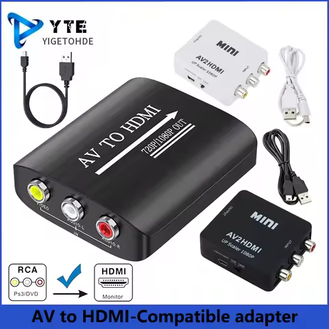 YIGETOHDE AV TO HDMI-compatible Converter AV TO HD-MI Converter Mini Composite CVBS To HD Video-Conv