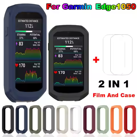 For Garmin edge 1050 Protector Cases + Glass Film Protective Cover Bike Bicycle Silicone Case Cover 