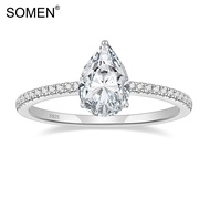 SOMEN 2CT 925 Sterling Silver Engagement Rings Pear Cut Cubic Zirconia CZ Wedding Promise Rings Stun